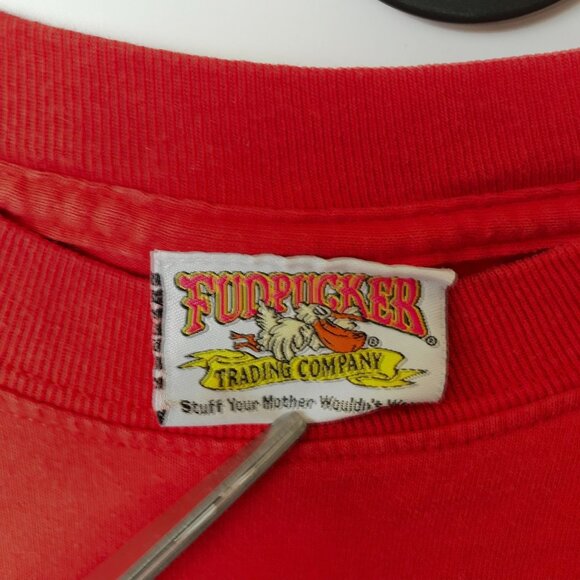 Fudpucker Tongue Twister T Shirt Vintage 90s Adult Red Small S Graphic Tee Solid - Picture 3 of 16